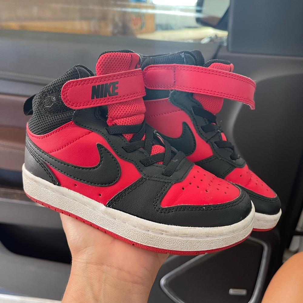 Nike Kids Black and Red High-Top Sneakers